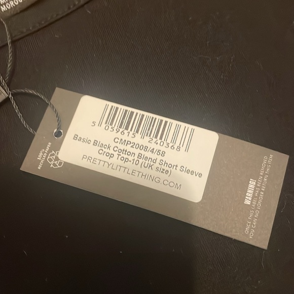 NWT Basic Black Cotton Blend Short Sleeve Crop Top size 6 - Picture 4 of 6